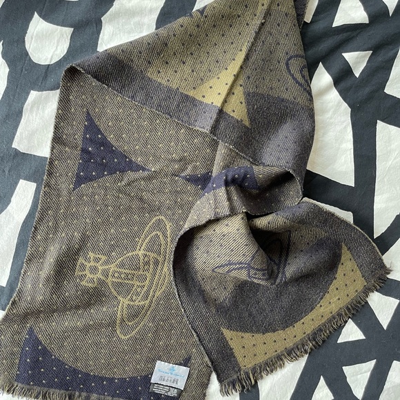 VIVIENNE WESTWOOD ORBIT LOGO WOOL LONG SCARF ITALY - Picture 2 of 9